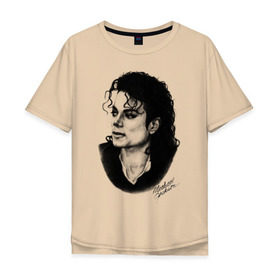 Мужская футболка хлопок Oversize с принтом Michael Jackson (6) в Тюмени, 100% хлопок | свободный крой, круглый ворот, “спинка” длиннее передней части | jackson | michael | pop | джексон | майкл | майкл джексон | поп