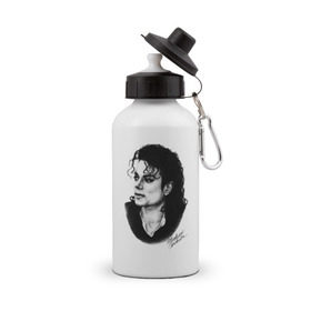 Бутылка спортивная с принтом Michael Jackson (6) в Тюмени, металл | емкость — 500 мл, в комплекте две пластиковые крышки и карабин для крепления | jackson | michael | pop | джексон | майкл | майкл джексон | поп