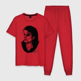 Мужская пижама хлопок с принтом Michael Jackson (6) в Тюмени, 100% хлопок | брюки и футболка прямого кроя, без карманов, на брюках мягкая резинка на поясе и по низу штанин
 | jackson | michael | pop | джексон | майкл | майкл джексон | поп