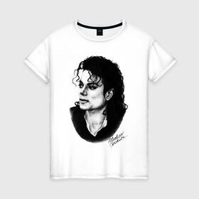 Женская футболка хлопок с принтом Michael Jackson (6) в Тюмени, 100% хлопок | прямой крой, круглый вырез горловины, длина до линии бедер, слегка спущенное плечо | jackson | michael | pop | джексон | майкл | майкл джексон | поп