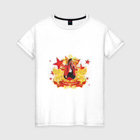 Женская футболка хлопок с принтом Michael Jackson (7) в Тюмени, 100% хлопок | прямой крой, круглый вырез горловины, длина до линии бедер, слегка спущенное плечо | 