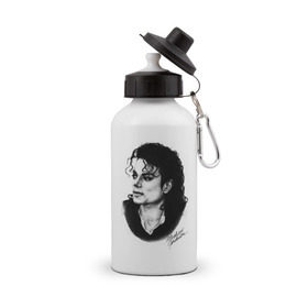 Бутылка спортивная с принтом Michael Jackson в Тюмени, металл | емкость — 500 мл, в комплекте две пластиковые крышки и карабин для крепления | jackson | michael | mj | pop | джексон | майкл | майкл джексон | поп