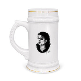 Кружка пивная с принтом Michael Jackson в Тюмени,  керамика (Материал выдерживает высокую температуру, стоит избегать резкого перепада температур) |  объем 630 мл | jackson | michael | mj | pop | джексон | майкл | майкл джексон | поп