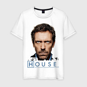 Мужская футболка хлопок с принтом House в Тюмени, 100% хлопок | прямой крой, круглый вырез горловины, длина до линии бедер, слегка спущенное плечо. | everybody lies | haus | house | все лгут | доктор | хауз | хаус | хью лори