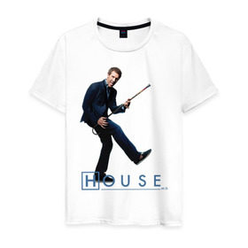 Мужская футболка хлопок с принтом House (2) в Тюмени, 100% хлопок | прямой крой, круглый вырез горловины, длина до линии бедер, слегка спущенное плечо. | everybody lies | haus | house | все лгут | доктор | хауз | хаус | хью лори