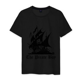 Мужская футболка хлопок с принтом The Pirate Bay в Тюмени, 100% хлопок | прямой крой, круглый вырез горловины, длина до линии бедер, слегка спущенное плечо. | the pirate bay | torrent | пиратская бухта | торрент