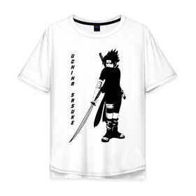 Мужская футболка хлопок Oversize с принтом Uchiha Sasuke в Тюмени, 100% хлопок | свободный крой, круглый ворот, “спинка” длиннее передней части | anime | sasuke | аниме