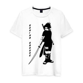 Мужская футболка хлопок с принтом Uchiha Sasuke в Тюмени, 100% хлопок | прямой крой, круглый вырез горловины, длина до линии бедер, слегка спущенное плечо. | Тематика изображения на принте: anime | sasuke | аниме