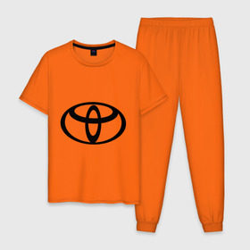 Мужская пижама хлопок с принтом Toyota (2) в Тюмени, 100% хлопок | брюки и футболка прямого кроя, без карманов, на брюках мягкая резинка на поясе и по низу штанин
 | toyota | авто | автобренды | автомобиль | машинки | машины | тачки | тойота
