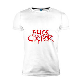 Мужская футболка премиум с принтом Alice Cooper в Тюмени, 92% хлопок, 8% лайкра | приталенный силуэт, круглый вырез ворота, длина до линии бедра, короткий рукав | Тематика изображения на принте: alice cooper | metal | rock | логотип | метал | музыка | музыкант | рок | рок музыка | элис купер