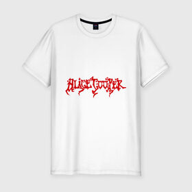 Мужская футболка премиум с принтом Alice Cooper (2) в Тюмени, 92% хлопок, 8% лайкра | приталенный силуэт, круглый вырез ворота, длина до линии бедра, короткий рукав | Тематика изображения на принте: alice cooper | metal | rock | логотип | метал | музыка | музыкант | рок | рок музыка | элис купер