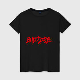 Женская футболка хлопок с принтом Alice Cooper (2) в Тюмени, 100% хлопок | прямой крой, круглый вырез горловины, длина до линии бедер, слегка спущенное плечо | alice cooper | metal | rock | логотип | метал | музыка | музыкант | рок | рок музыка | элис купер