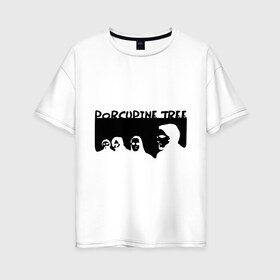 Женская футболка хлопок Oversize с принтом Porcupine Tree в Тюмени, 100% хлопок | свободный крой, круглый ворот, спущенный рукав, длина до линии бедер
 | metal | porcupine tree | rock | логотип | метал | музыка | рок | рок группа | рок группы