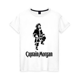Женская футболка хлопок с принтом Capitan Morgan в Тюмени, 100% хлопок | прямой крой, круглый вырез горловины, длина до линии бедер, слегка спущенное плечо | capitan morgan | бар | бармен | капитан морган