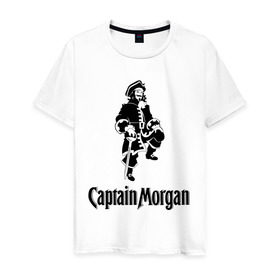 Мужская футболка хлопок с принтом Capitan Morgan в Тюмени, 100% хлопок | прямой крой, круглый вырез горловины, длина до линии бедер, слегка спущенное плечо. | capitan morgan | бар | бармен | капитан морган