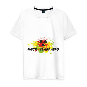 Мужская футболка хлопок с принтом Hack-TeaM #1 в Тюмени, 100% хлопок | прямой крой, круглый вырез горловины, длина до линии бедер, слегка спущенное плечо. | hack team  info | хакеры