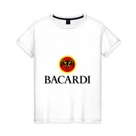Женская футболка хлопок с принтом Bacardi в Тюмени, 100% хлопок | прямой крой, круглый вырез горловины, длина до линии бедер, слегка спущенное плечо | bacardi | бакарди | бар | бармен | ром