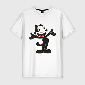 Мужская футболка премиум с принтом Кот феликс в Тюмени, 92% хлопок, 8% лайкра | приталенный силуэт, круглый вырез ворота, длина до линии бедра, короткий рукав | felix | felix cat | кот феликс | феликс