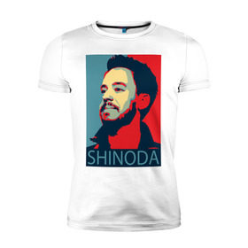 Мужская футболка премиум с принтом Mike Shinoda в Тюмени, 92% хлопок, 8% лайкра | приталенный силуэт, круглый вырез ворота, длина до линии бедра, короткий рукав | linkin park | mike shinoda | rock | shinoda | линкин парк | рок