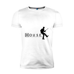 Мужская футболка премиум с принтом Хаус (10) в Тюмени, 92% хлопок, 8% лайкра | приталенный силуэт, круглый вырез ворота, длина до линии бедра, короткий рукав | everybody lies | haus | house | все лгут | доктор | хауз | хаус | хью лори