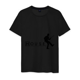 Мужская футболка хлопок с принтом Хаус (10) в Тюмени, 100% хлопок | прямой крой, круглый вырез горловины, длина до линии бедер, слегка спущенное плечо. | everybody lies | haus | house | все лгут | доктор | хауз | хаус | хью лори