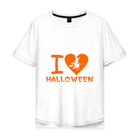 Мужская футболка хлопок Oversize с принтом I Love Halloween в Тюмени, 100% хлопок | свободный крой, круглый ворот, “спинка” длиннее передней части | hallowen | hallowin | halovin | halowen | halowin | helloveen | helloven | hellovin | heloven | helovin | i lov | ведьма | день всех святых | колдунья | метла | халлоуин | халлувин | халоуин | халувин | хелловин | хеллоуин | хелоуин | хелувин