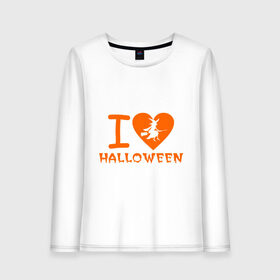 Женский лонгслив хлопок с принтом I Love Halloween в Тюмени, 100% хлопок |  | hallowen | hallowin | halovin | halowen | halowin | helloveen | helloven | hellovin | heloven | helovin | i lov | ведьма | день всех святых | колдунья | метла | халлоуин | халлувин | халоуин | халувин | хелловин | хеллоуин | хелоуин | хелувин
