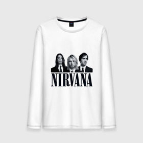 Мужской лонгслив хлопок с принтом Nirvana (2) в Тюмени, 100% хлопок |  | cobain | nirvana | rock | smells like teen spirit | кобейн | нирвана | рок