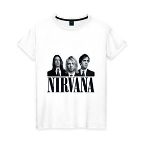 Женская футболка хлопок с принтом Nirvana (2) в Тюмени, 100% хлопок | прямой крой, круглый вырез горловины, длина до линии бедер, слегка спущенное плечо | cobain | nirvana | rock | smells like teen spirit | кобейн | нирвана | рок