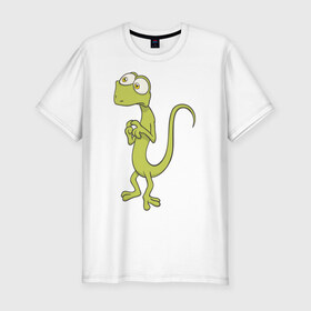 Мужская футболка премиум с принтом Ящерица в Тюмени, 92% хлопок, 8% лайкра | приталенный силуэт, круглый вырез ворота, длина до линии бедра, короткий рукав | 