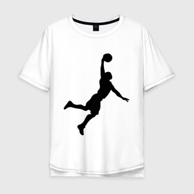 Мужская футболка хлопок Oversize с принтом basketball в Тюмени, 100% хлопок | свободный крой, круглый ворот, “спинка” длиннее передней части | Тематика изображения на принте: бросок