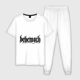 Мужская пижама хлопок с принтом Behemoth в Тюмени, 100% хлопок | брюки и футболка прямого кроя, без карманов, на брюках мягкая резинка на поясе и по низу штанин
 | behemoth | metal | группы | логотипы | метал | польша | рок
