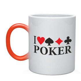 Кружка хамелеон с принтом I Love Poker в Тюмени, керамика | меняет цвет при нагревании, емкость 330 мл | Тематика изображения на принте: 