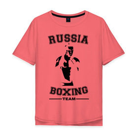 Мужская футболка хлопок Oversize с принтом Бокс в Тюмени, 100% хлопок | свободный крой, круглый ворот, “спинка” длиннее передней части | Тематика изображения на принте: кикбоксинг