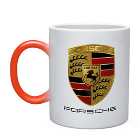 Кружка хамелеон с принтом Porsche в Тюмени, керамика | меняет цвет при нагревании, емкость 330 мл | auto | porsche | авто | автомобильные | машины | порш | порше | тачки