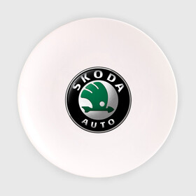 Тарелка 3D с принтом Skoda в Тюмени, фарфор | диаметр - 210 мм
диаметр для нанесения принта - 120 мм | Тематика изображения на принте: skoda | авто | бренд | логотип | машина | шкода