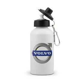 Бутылка спортивная с принтом Volvo в Тюмени, металл | емкость — 500 мл, в комплекте две пластиковые крышки и карабин для крепления | Тематика изображения на принте: volvo | авто | бренд | вольво | логотип | машина
