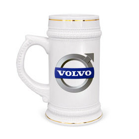 Кружка пивная с принтом Volvo в Тюмени,  керамика (Материал выдерживает высокую температуру, стоит избегать резкого перепада температур) |  объем 630 мл | Тематика изображения на принте: volvo | авто | бренд | вольво | логотип | машина