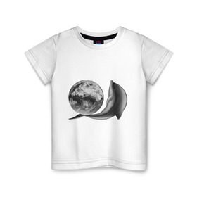 Детская футболка хлопок с принтом Дельфинчик с шаром в Тюмени, 100% хлопок | круглый вырез горловины, полуприлегающий силуэт, длина до линии бедер | Тематика изображения на принте: глобус | дельфин | дельфинчик | земля | шар