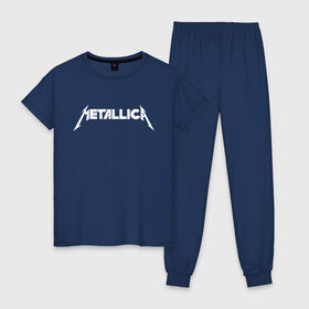 Женская пижама хлопок с принтом Metallica в Тюмени, 100% хлопок | брюки и футболка прямого кроя, без карманов, на брюках мягкая резинка на поясе и по низу штанин | rock