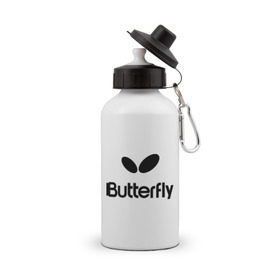 Бутылка спортивная с принтом Butterfly в Тюмени, металл | емкость — 500 мл, в комплекте две пластиковые крышки и карабин для крепления | buterfly | батерфляй | настольный теннис | ракетка | теннис | теннисный корт