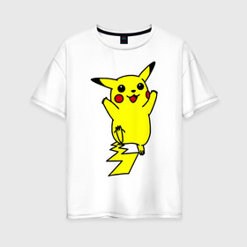 Женская футболка хлопок Oversize с принтом Покемоны5 в Тюмени, 100% хлопок | свободный крой, круглый ворот, спущенный рукав, длина до линии бедер
 | pokemon | пикачу | покемон | покемоны | покимон