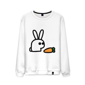 Мужской свитшот хлопок с принтом Заяц и моркоФка в Тюмени, 100% хлопок |  | животные | зайка | зайчишка | зайчонок | заяц | кролик | морковка