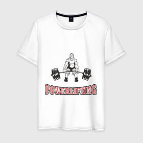 Мужская футболка хлопок с принтом powerlifting в Тюмени, 100% хлопок | прямой крой, круглый вырез горловины, длина до линии бедер, слегка спущенное плечо. | powerlifting