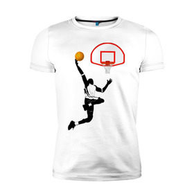 Мужская футболка премиум с принтом Баскетбол в Тюмени, 92% хлопок, 8% лайкра | приталенный силуэт, круглый вырез ворота, длина до линии бедра, короткий рукав | basket | basketball | баскетболист | баскетбольное кольцо | бросок