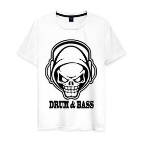 Мужская футболка хлопок с принтом drum and bass6 в Тюмени, 100% хлопок | прямой крой, круглый вырез горловины, длина до линии бедер, слегка спущенное плечо. | драм н басс | череп | электро | электронная музыка музыка