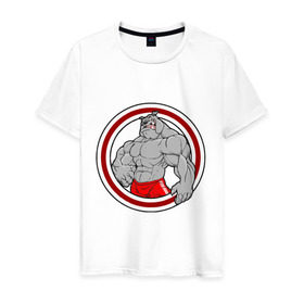 Мужская футболка хлопок с принтом bulldog в Тюмени, 100% хлопок | прямой крой, круглый вырез горловины, длина до линии бедер, слегка спущенное плечо. | powerlifting