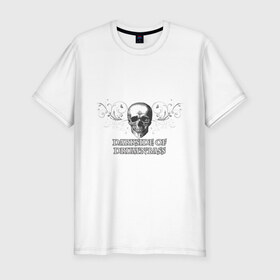 Мужская футболка премиум с принтом DarkSide в Тюмени, 92% хлопок, 8% лайкра | приталенный силуэт, круглый вырез ворота, длина до линии бедра, короткий рукав | dark side | dnb | даксайд | драм н бас | темная сторона | череп