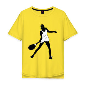 Мужская футболка хлопок Oversize с принтом Теннисистка в Тюмени, 100% хлопок | свободный крой, круглый ворот, “спинка” длиннее передней части | Тематика изображения на принте: tennis | ракетка | тенис | теннис | теннисистка | теннисный корт
