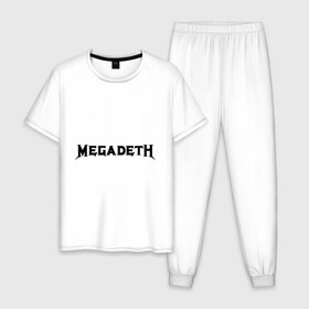 Мужская пижама хлопок с принтом Megadeth в Тюмени, 100% хлопок | брюки и футболка прямого кроя, без карманов, на брюках мягкая резинка на поясе и по низу штанин
 | heavy metal | metal | rock | trash metal | альтернатива | квартет | лица | метал | рок | рок группа | рок группы | трэш метал | хеви метал